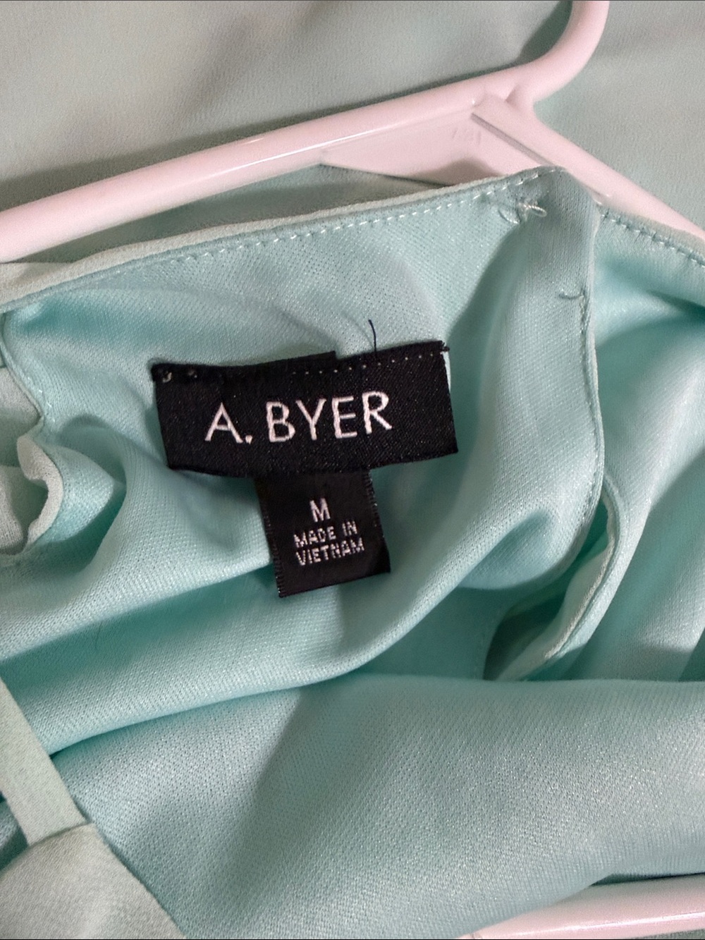 A. Byer Scalloped Edge Chiffon Shift Mint Green Dress - Picture 6 of 12